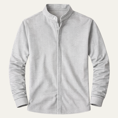 Men's Slim Fit Knit Shirt Stand Collar - Fashinoza