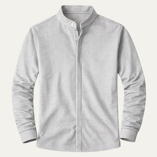 Men's Slim Fit Knit Shirt Stand Collar - Fashinoza