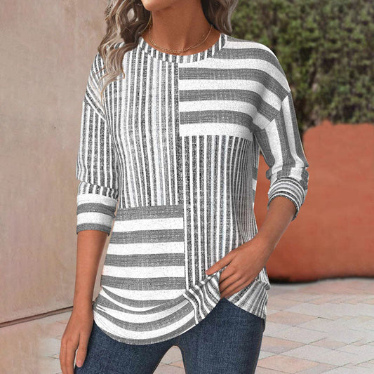 Women's Striped Comfort Blouse - Fashinoza