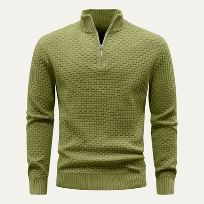 Men's Winter Knitted Sweater Half Zip Warm Beige