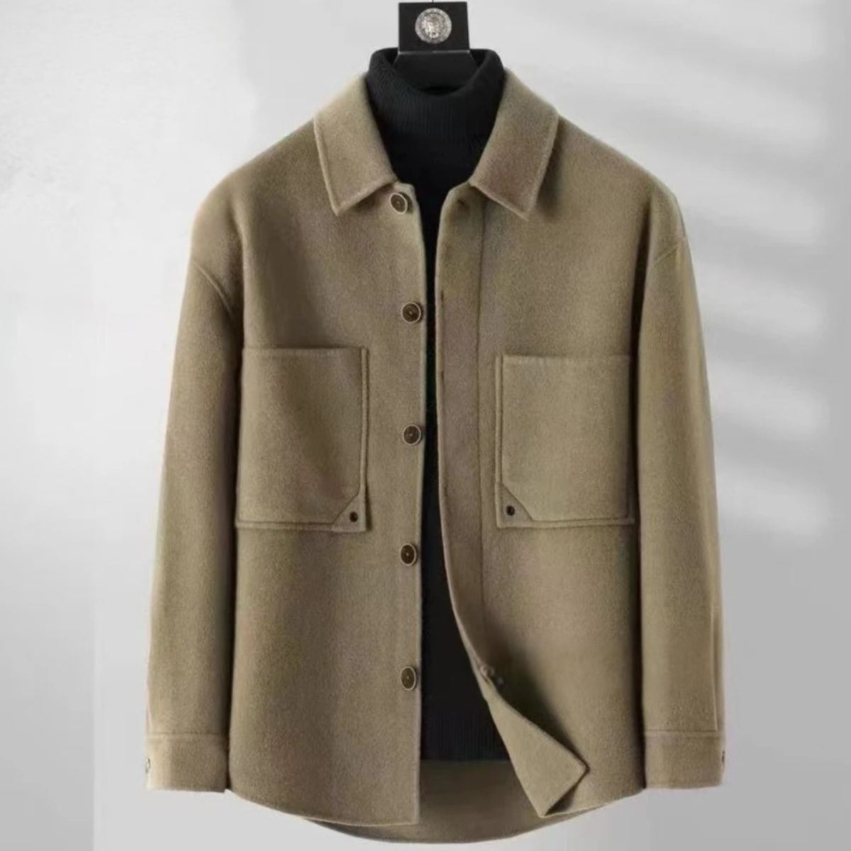 Men's Wool Jacket Thick Warm Lapel Button Classic