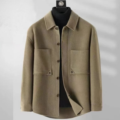 Men's Wool Jacket Thick Warm Lapel Button Classic