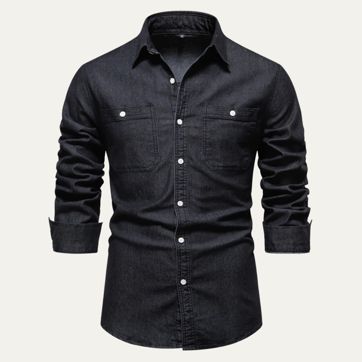Men's Slim Fit Denim Shirt Double Pockets Blue