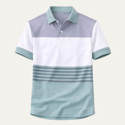 Men's Color Block Polo Shirt Cotton Summer - Fashinoza