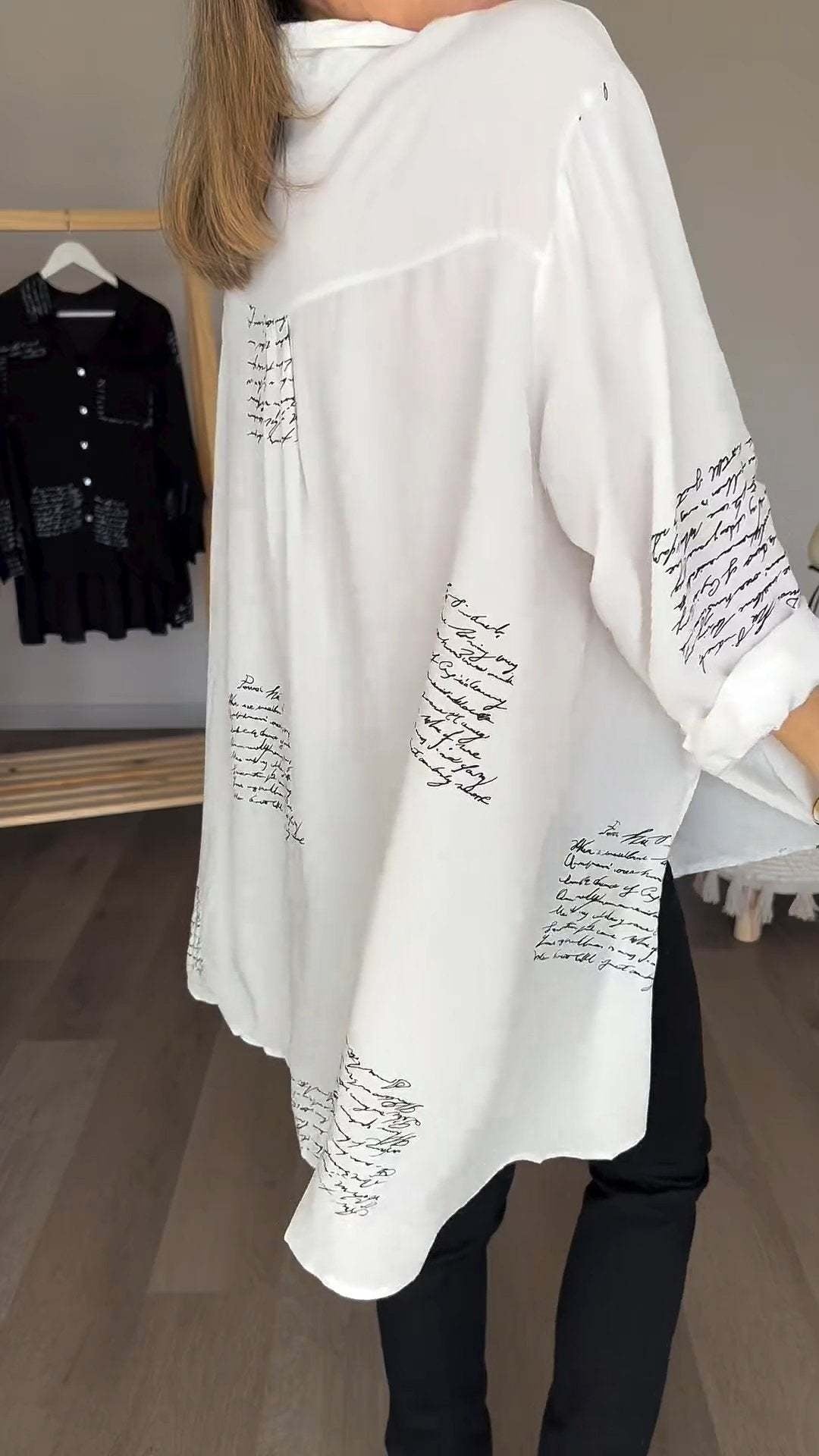 Women's Button-Up Shirt Handwritten Design