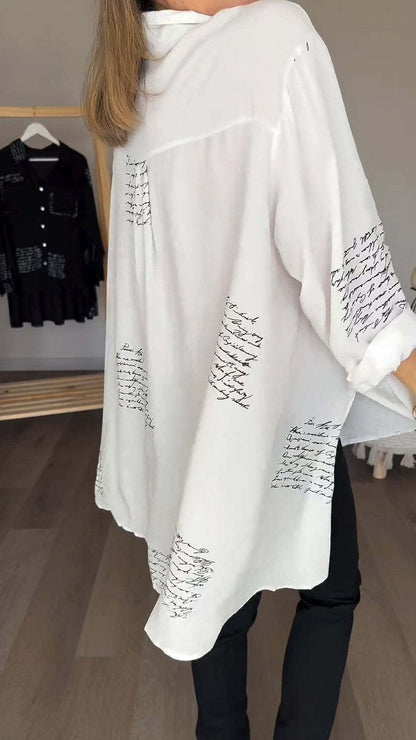 Women's Button-Up Shirt Handwritten Design
