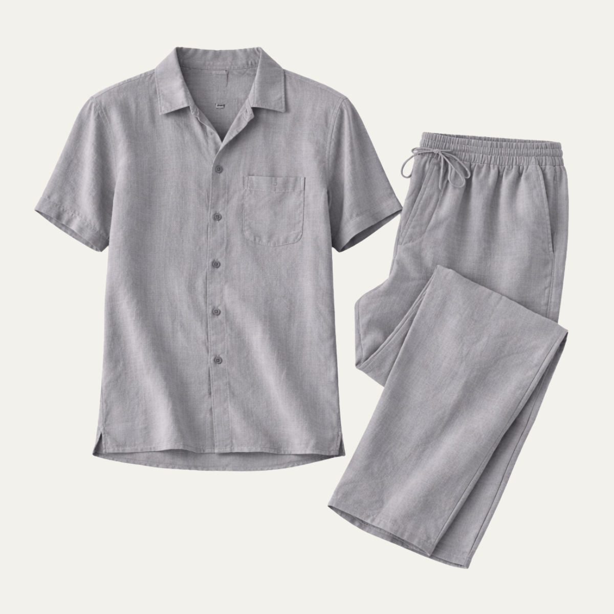 Men's Linen Casual Summer Shirt And Pants Set - Fashinoza