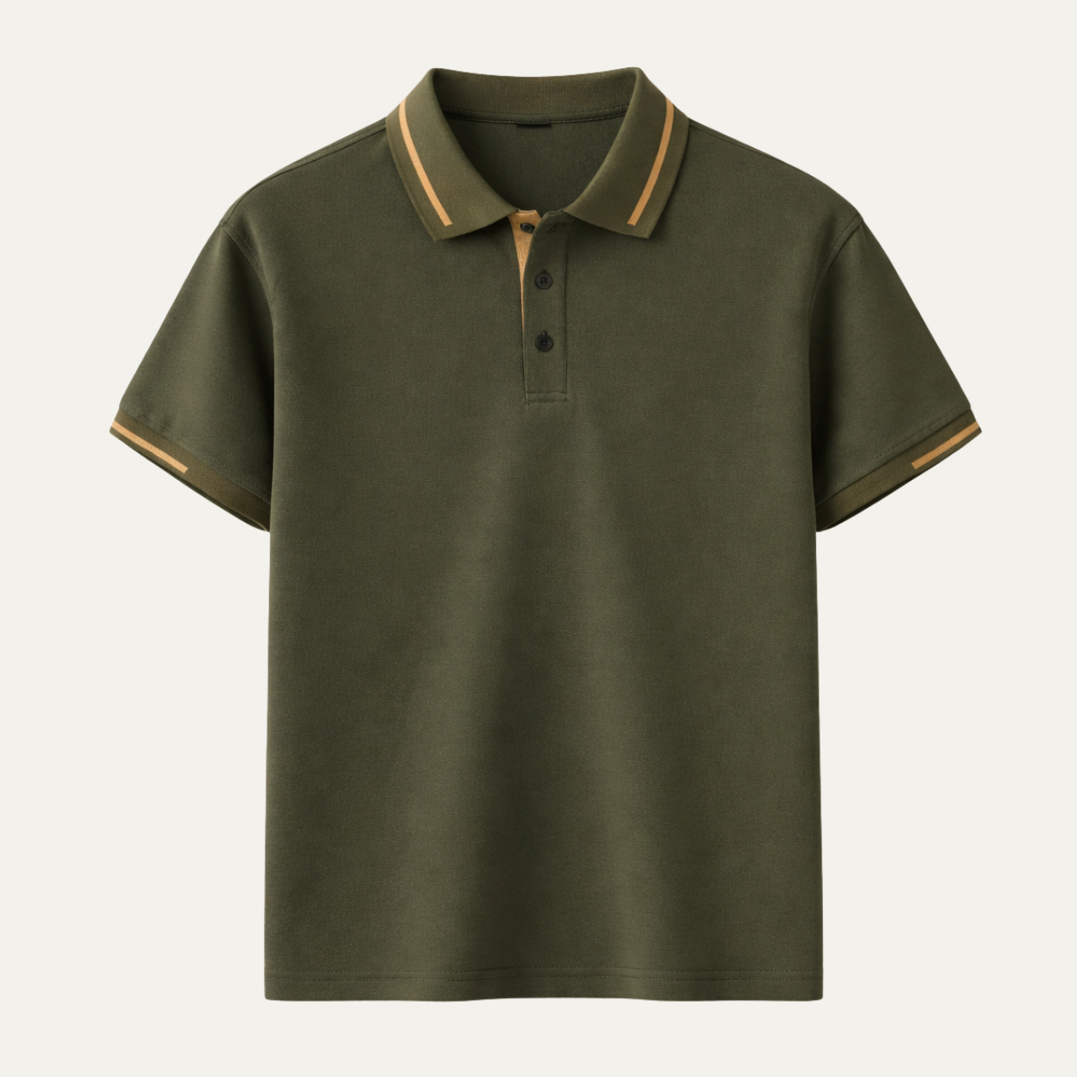 Mens Polo Shirt Contrast Trim Army Green - Fashinoza