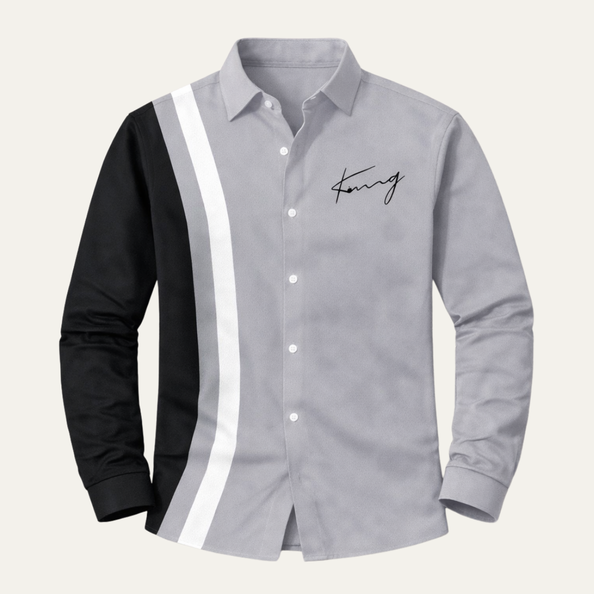 Men's Color Block Striped Dress Shirt - Fashinoza
