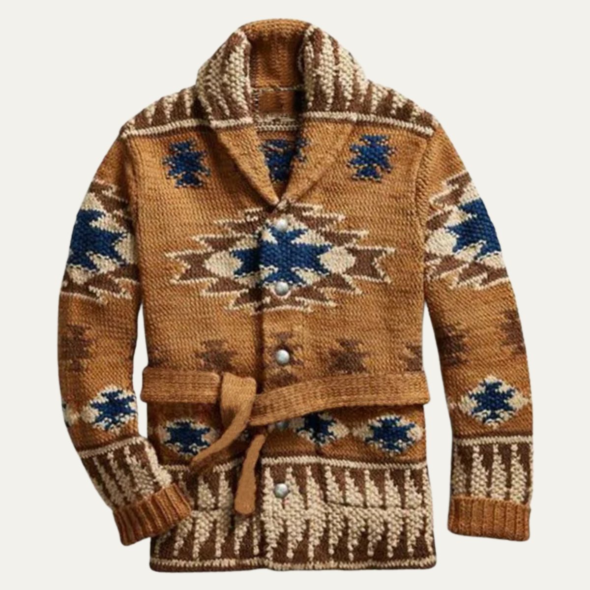 Men's Jacquard Knit Sweater Thick Retro Cardigan - Fashinoza
