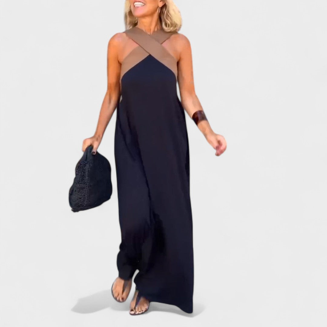Women's Sleeveless Maxi Dress Cross Strap