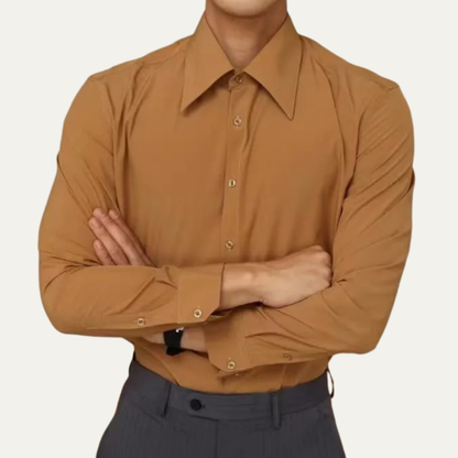 Mens Slim Fit Dress Shirt Pointed Collar