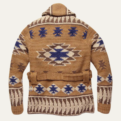 Men's Jacquard Knit Sweater Thick Retro Cardigan