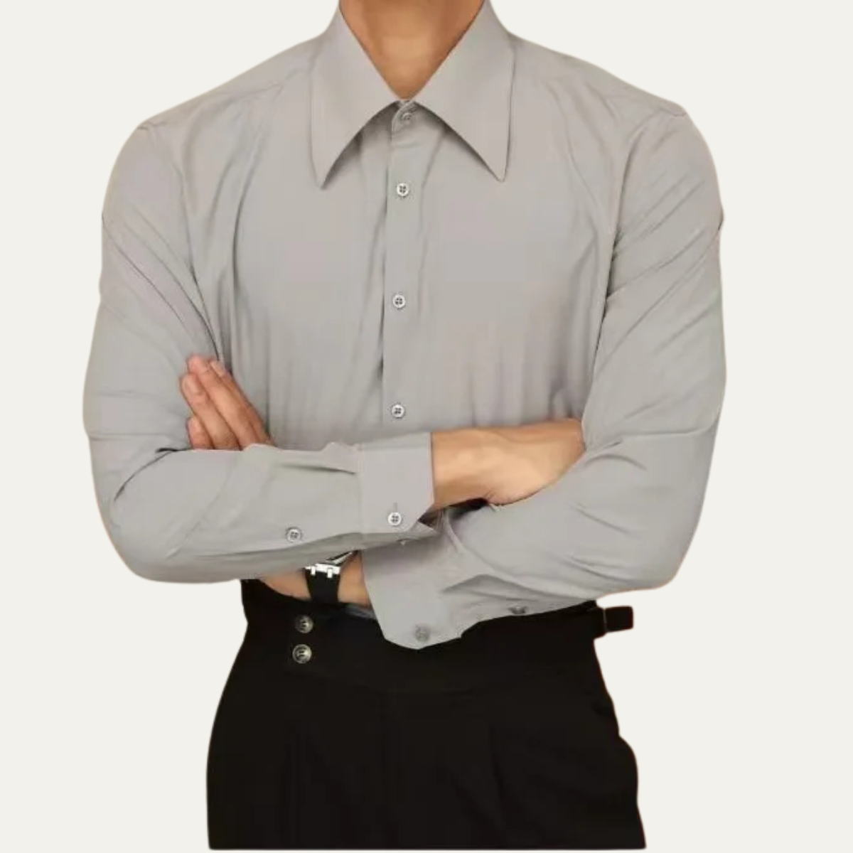 Mens Slim Fit Dress Shirt Pointed Collar