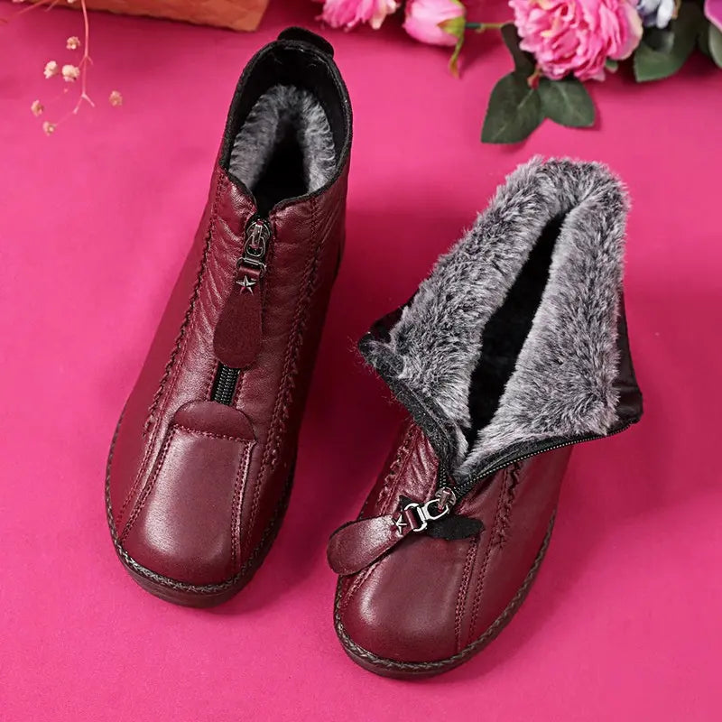 Fur-Lined Zip Ankle Boots