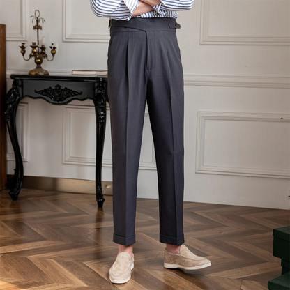 Men's Slim Fit Straight Dress Pants High Waist