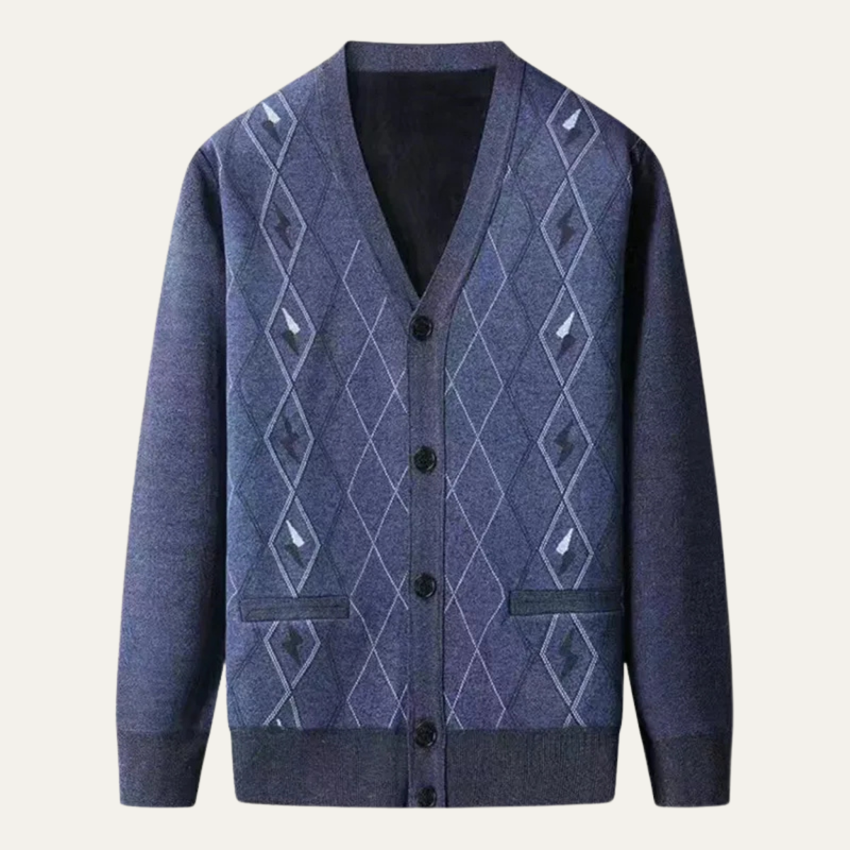 Men's V Neck Knit Cardigan With Pockets - Fashinoza