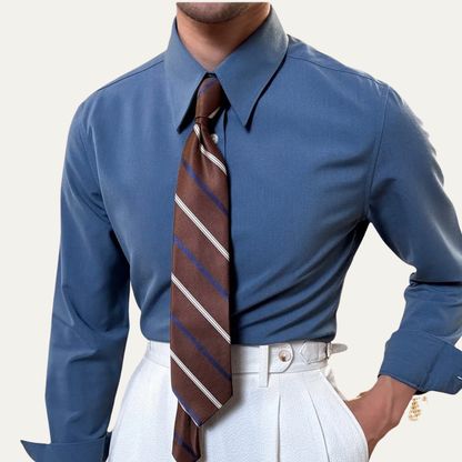 Mens Slim Fit Dress Shirt Pointed Collar