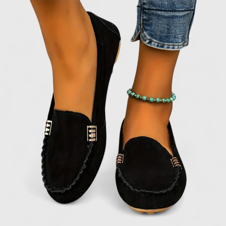 Women's Suede Slip-On Loafers Flat Moccasin Shoes
