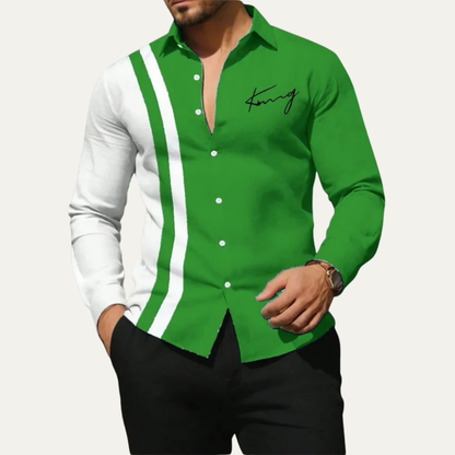 Men's Striped Dress Shirt Lightweight Color Block