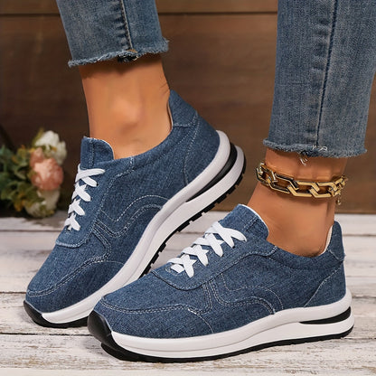 Women's Platform Sneakers Lace-Up Casual - Fashinoza