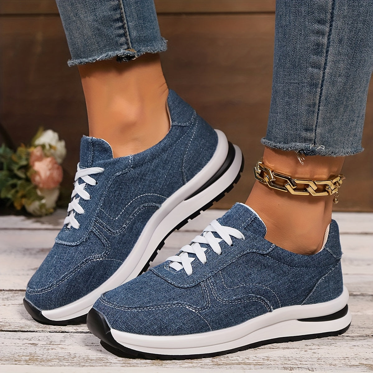 Women's Orthopedic Sneakers Denim Blue - Fashinoza