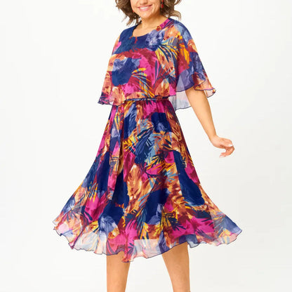 Women's Chiffon Flowy Draped Tummy Control Dress