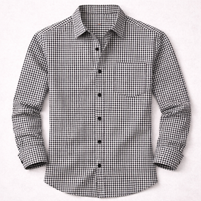 Men's Checkered Dress Shirt Button Down Cotton - Fashinoza