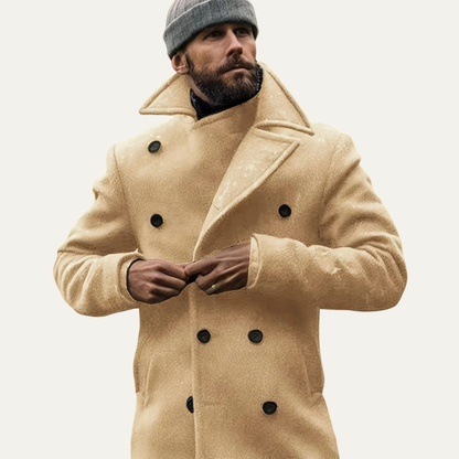 Men's Wool Double Breasted Peacoat Khaki