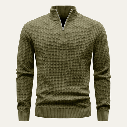 Men's Winter Knitted Sweater Half Zip Warm Beige