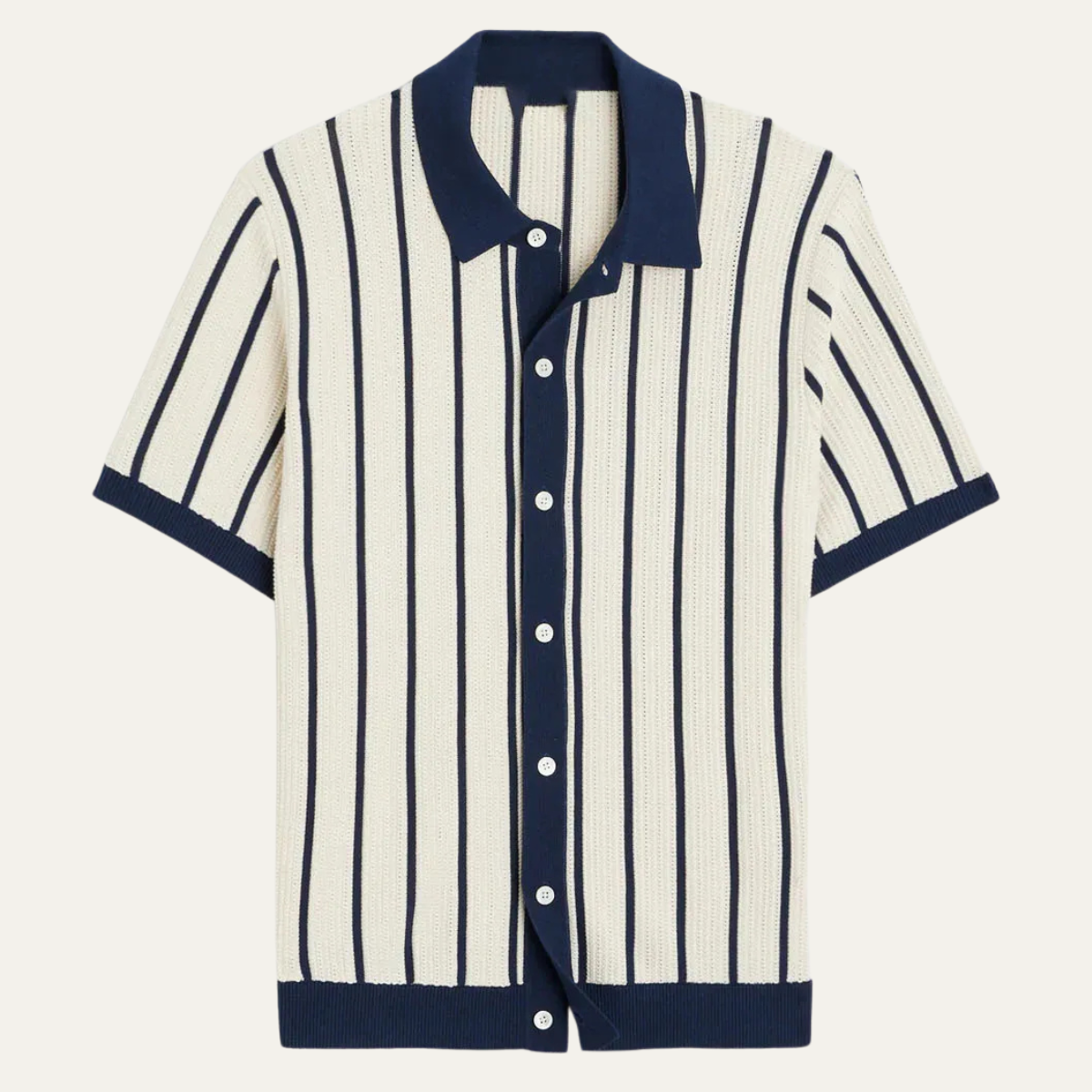 Sassicaia Men's Striped Knit Polo Shirt - Fashinoza