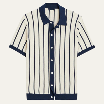 Sassicaia Men's Striped Knit Polo Shirt - Fashinoza