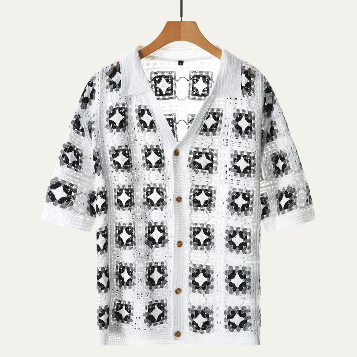 Men's Knitted Mesh Cardigan Shirt