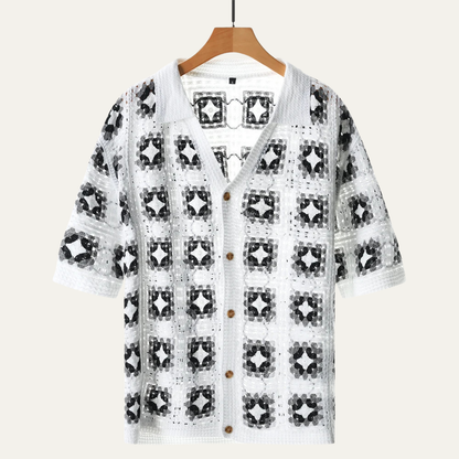 Men's Knitted Mesh Cardigan Shirt