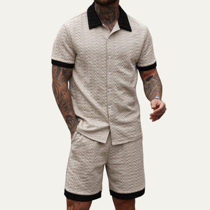 Men's Knitted Summer Set Shirt And Shorts