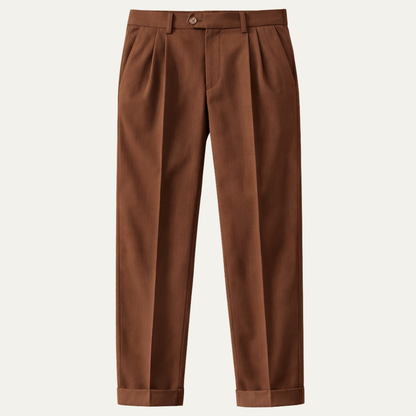 Men's High Waist Double Pleated Trousers - Fashinoza