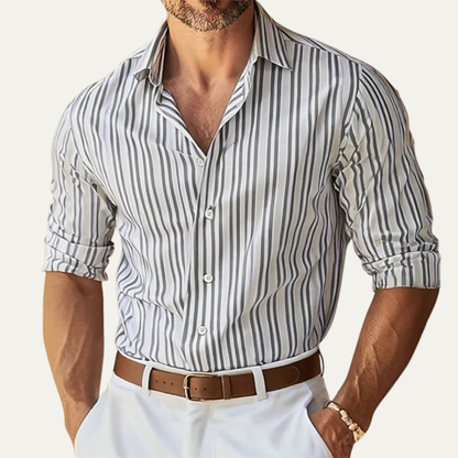 Lecco Men's Striped Dress Shirt Slim Fit