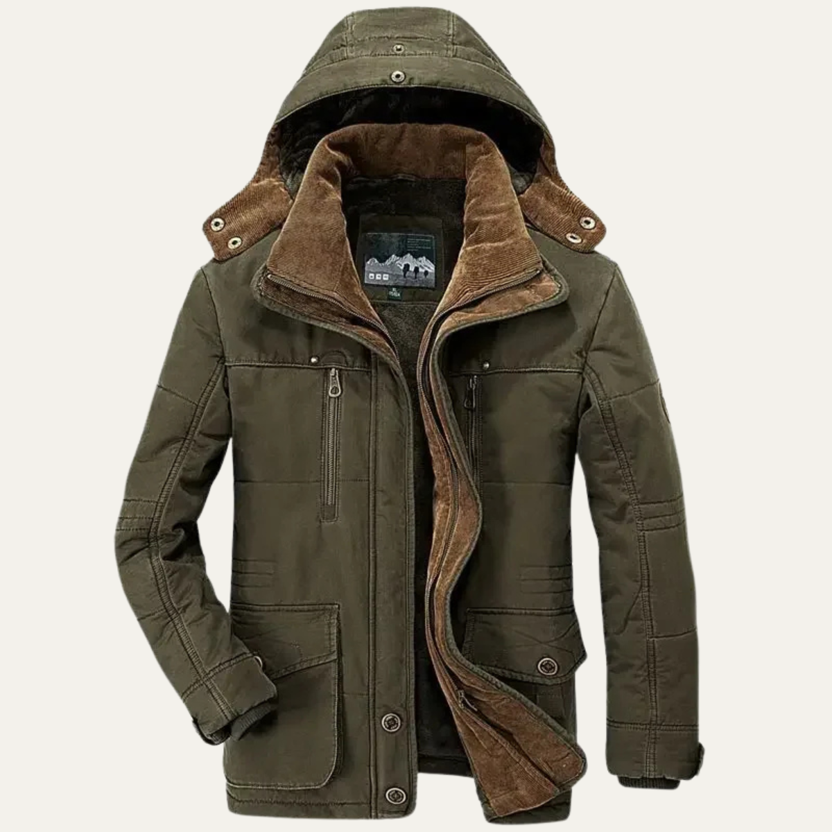 Men's Fleece Lined Hooded Cargo Jacket - Fashinoza