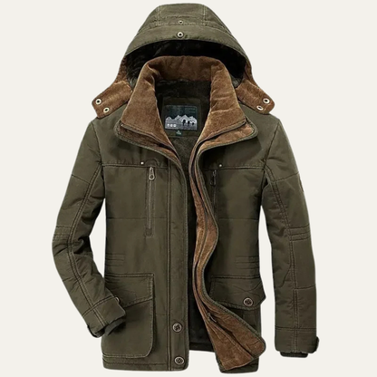 Men's Fleece Lined Hooded Cargo Jacket - Fashinoza