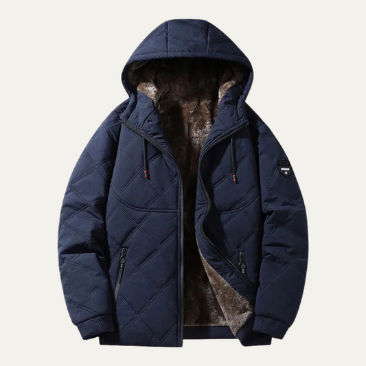 Men's Quilted Puffer Jacket Warm Fleece Lining Green - Fashinoza
