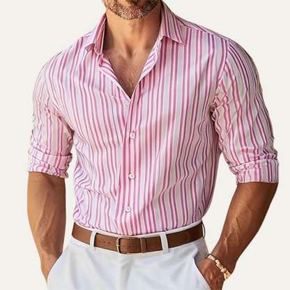 Lecco Men's Striped Dress Shirt Slim Fit
