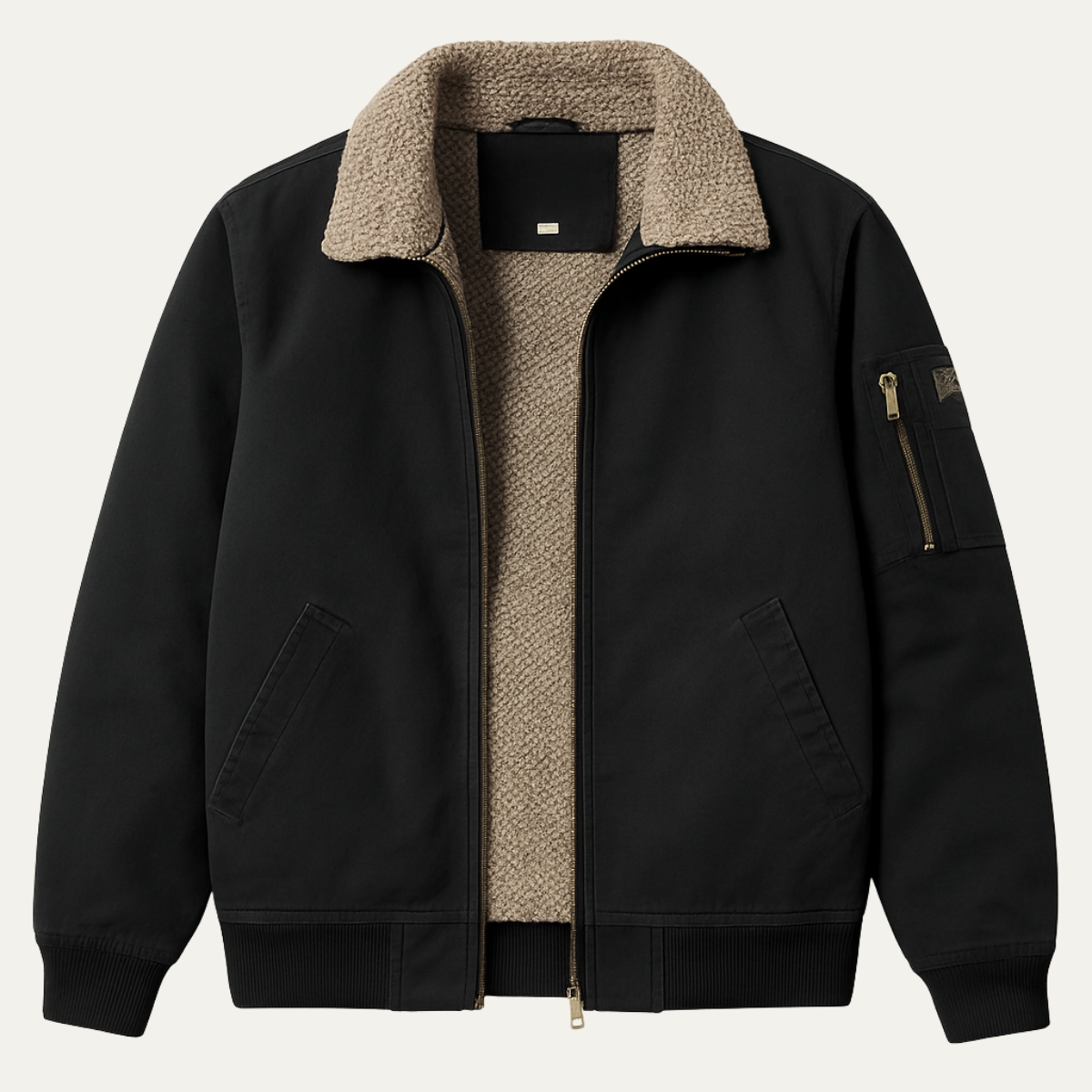 Men's Shearling Lined Winter Bomber Jacket - Fashinoza