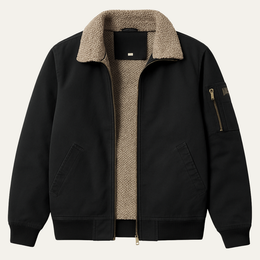 Men's Shearling Lined Winter Bomber Jacket - Fashinoza