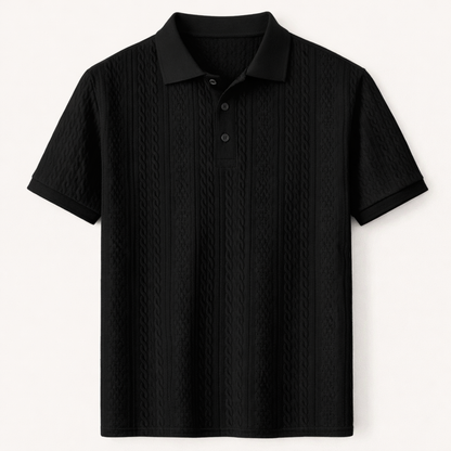 Men's Textured Polo Shirt Black - Fashinoza