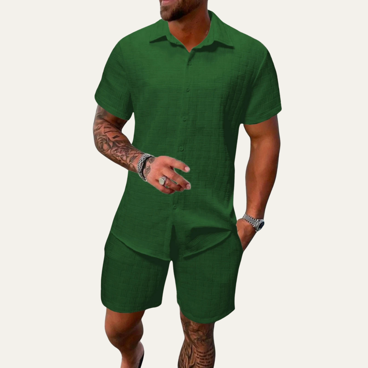 Men's Casual Summer Shirt Shorts Set