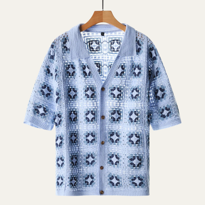 Men's Knitted Mesh Cardigan Shirt