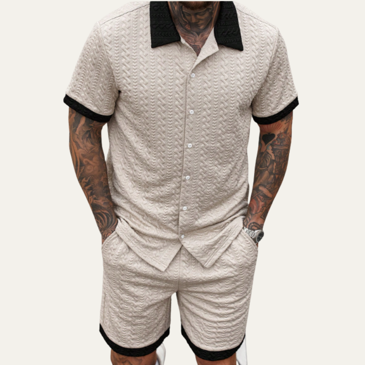 Men's Knitted Summer Set Shirt And Shorts