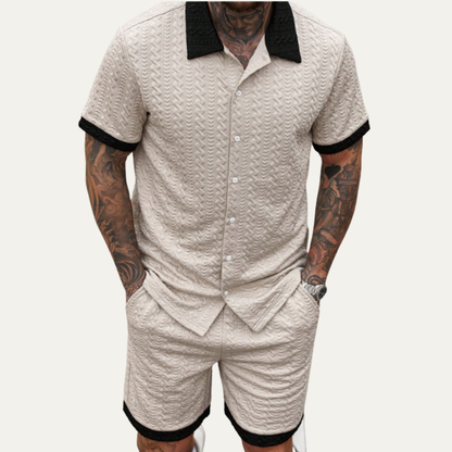 Men's Knitted Summer Set Shirt And Shorts