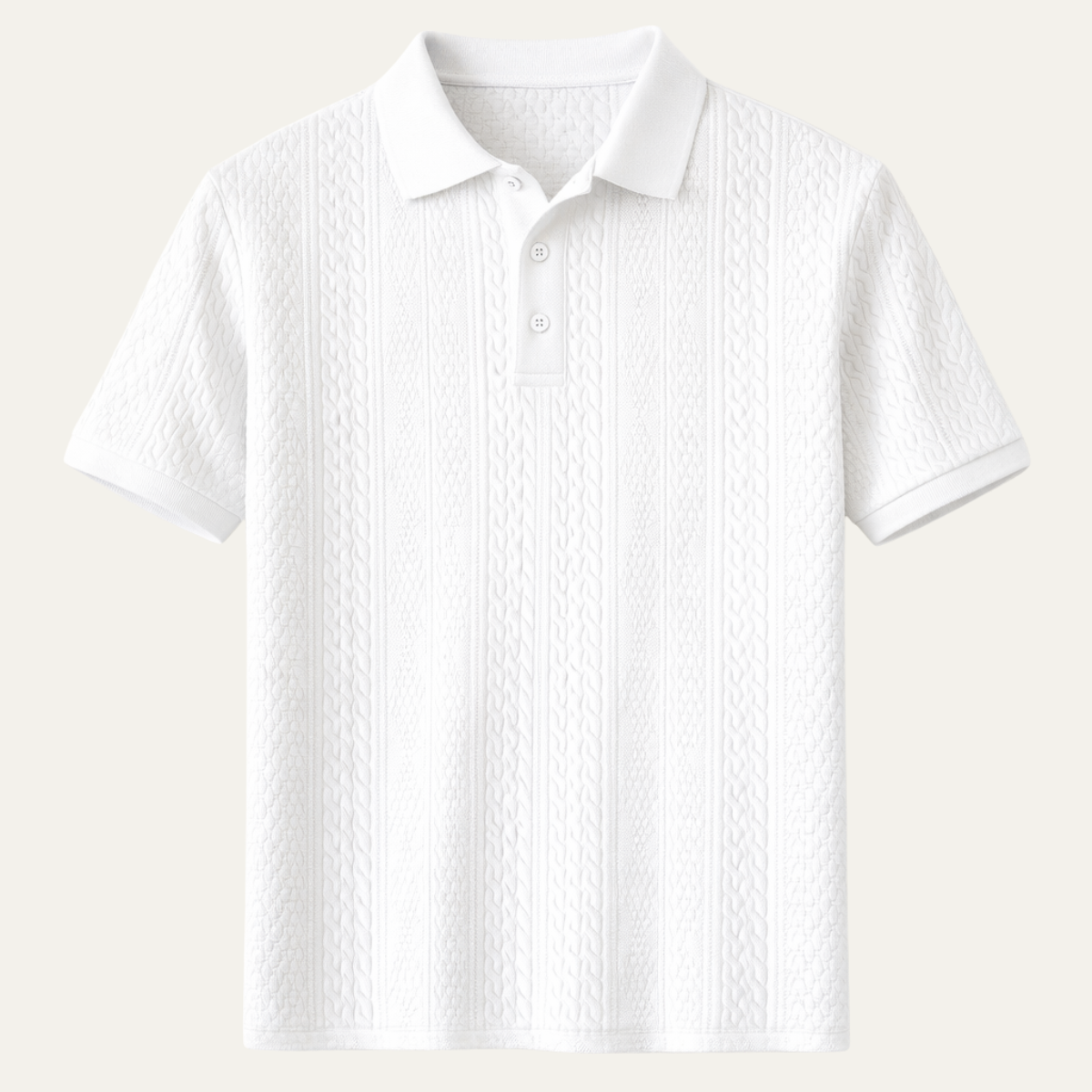 Men's Classic Textured Polo Shirt White - Fashinoza