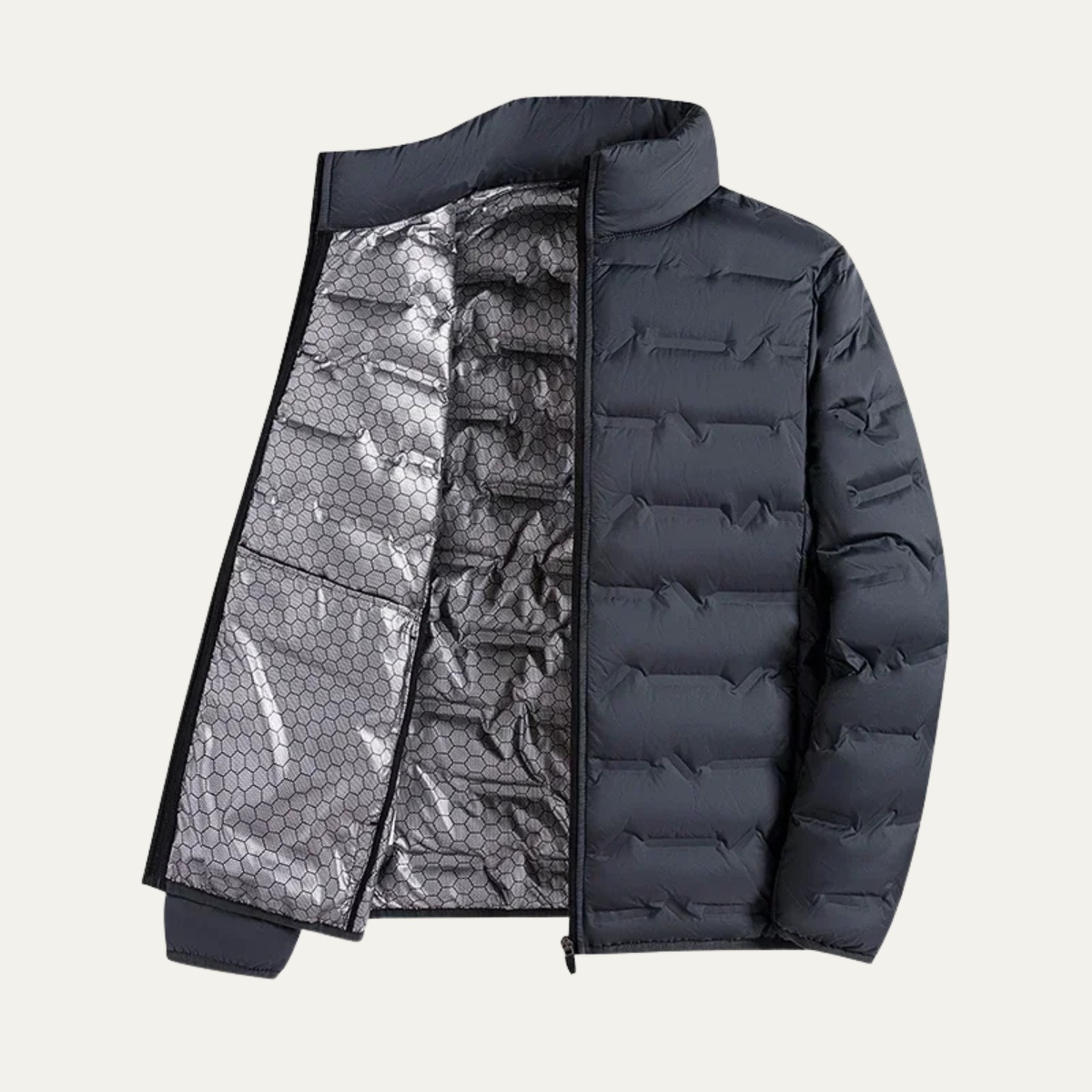 Men's Heated Ski Jacket Down Insulated Thermal Gray